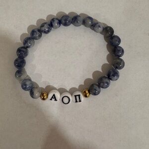 Alpha Omicron Pi Blue Beaded Bracelet​​